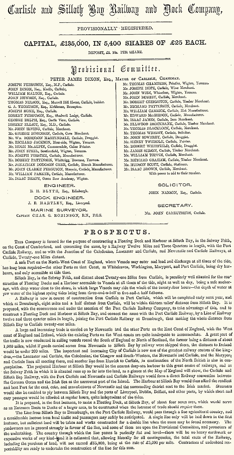 1856 Silloth Railway Prospectus jpg