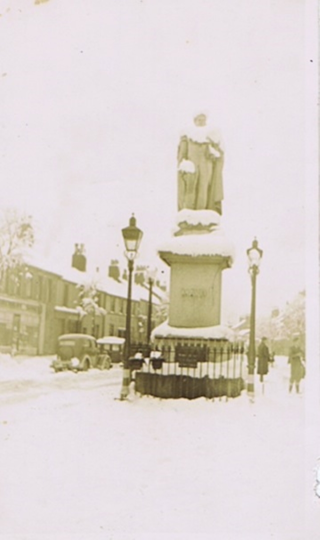 Main Street 55 Mayo in snow railings and lamp posts pre 1940 p2